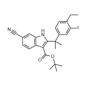 tert-Butyl 6-cyano-2-(2-(4-ethyl-3-iodophenyl)propan-2-yl)-1H-indole-3-carboxylate