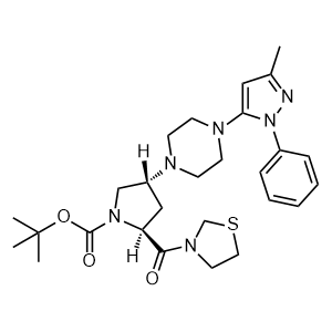 tert-Butyl (2S,4R)-4-(4-(3-methyl-1-phenyl-1H-pyrazol-5-yl)piperazin-1-yl)-2-(thiazolidine-3-carbonyl)pyrrolidine-1-carboxylate