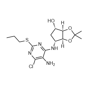 (3aR,4S,6R,6aS)-6-((5-amino-6-chloro-2-(propylthio)pyrimidin-4-yl)amino)-2,2-dimethyltetrahydro-3aH-cyclopenta[d][1,3]dioxol-4-ol