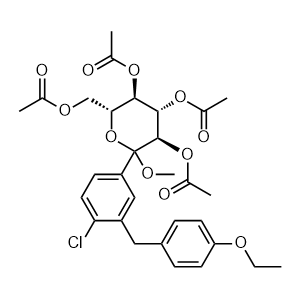 (3R,4S,5R,6R)-6-(acetoxymethyl)-2-(4-chloro-3-(4-ethoxybenzyl)phenyl)-2-methoxytetrahydro-2H-pyran-3,4,5-triyl triacetate