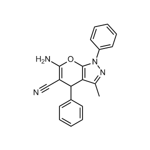 6-Amino-1,4-dihydro-3-methyl-1,4-diphenylpyrano[2,3-c]pyrazole-5-carbonitrile