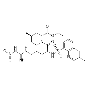 ethyl (2R,4R)-4-methyl-1-(N2-((3-methylquinolin-8-yl)sulfonyl)-N<font face="Symbol">w</font>-nitro-L-arginyl)piperidine-2-carboxylate
