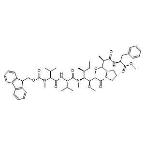 (2R,3R)methyl-2-(N-((2S,3R)-3-((9S)-9-((S)-2-((((9H-fluoren-9-yl)methoxy)carbonyl)(methyl)amino)-3-methylbutanamido)-3-methoxy-5,10-dimethyl-4-(methylamino)-8-oxoundecanoyl)pyrrolidin-2-yl)propionamido)-3-methoxy-2-methyl-3-phenylpropanoate