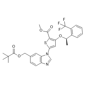 (R)-methyl 5-(6-(pivaloyloxymethyl)-1H-benzo[d]imidazol-1-yl)-3-(1-(2-(trifluoromethyl)phenyl)ethoxy)thiophene-2-carboxylate